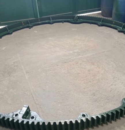Ensamblaje circular de cremallera para tambor de curtido.